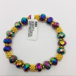 BRACELET MULTI COLORED IRIDESCENT BEADS!!